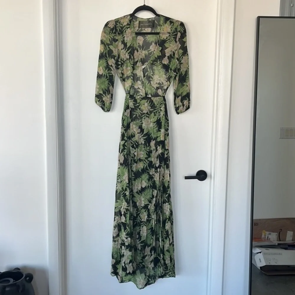 Reformation floral long dress sheer maxi botanica S​ cutout long sleeve‎ - Picture 4 of 12